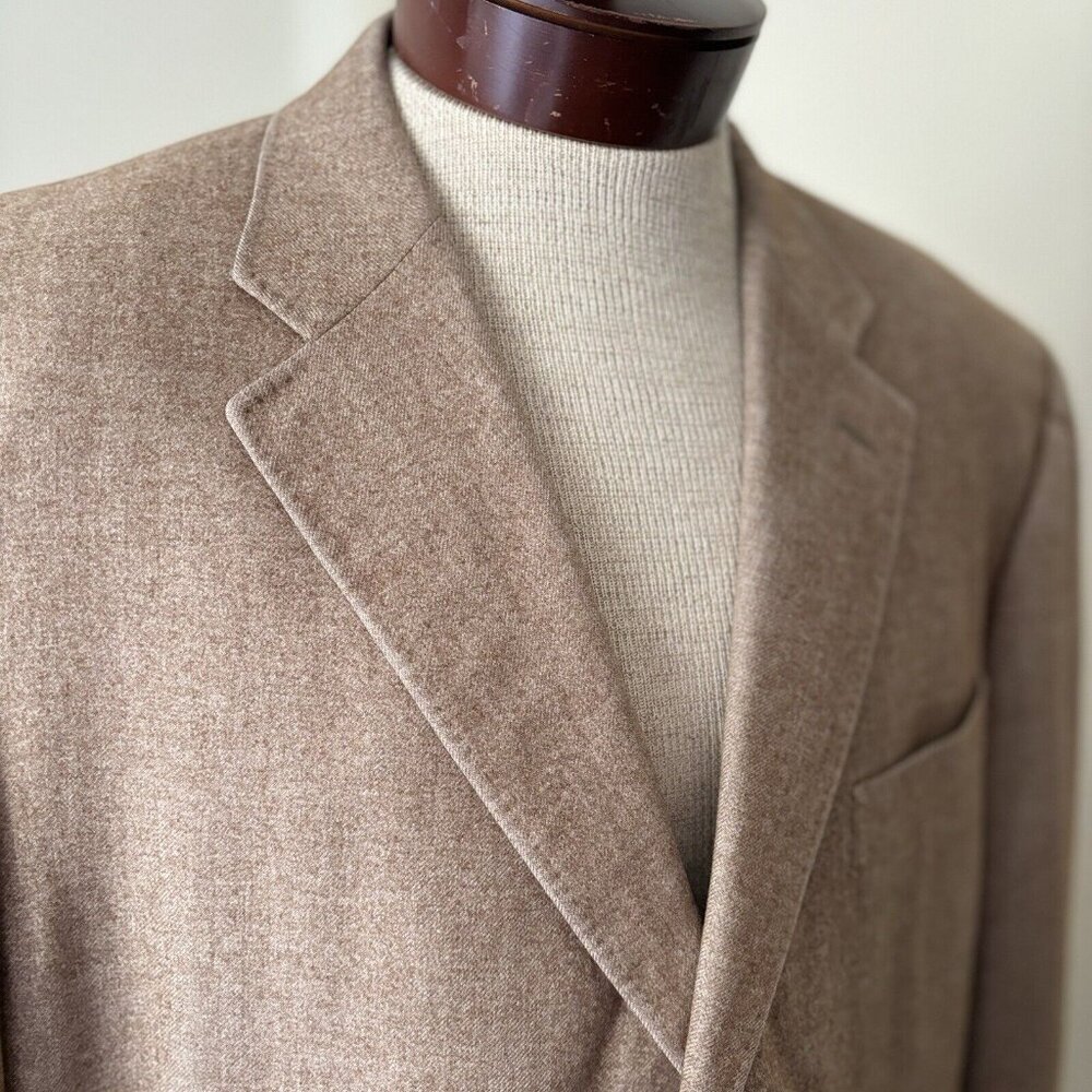 CANALI Cashmere Wool Blazer 42R Tan Soft Flannel Jacket Sport Coat